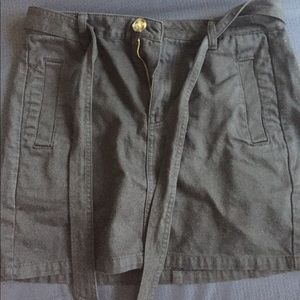 Black jean skirt with a tie in front